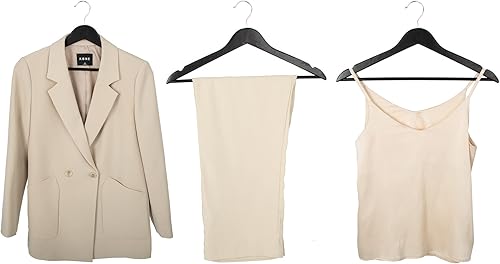 Miniatura 4 de Yaxa Basics Perchas de madera para trajes, paquete de 30, color negro