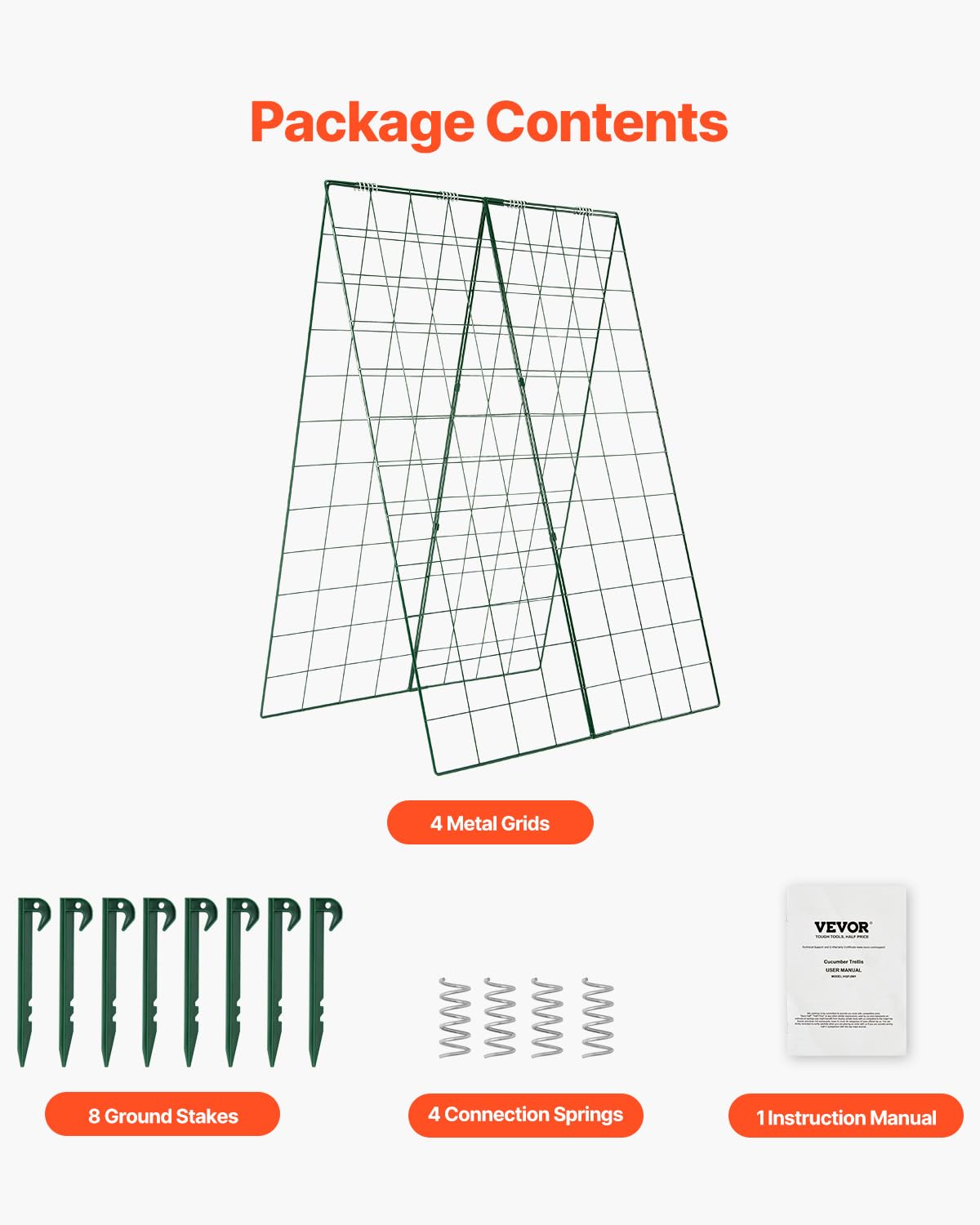 VEVOR Treillis de Concombre pour Plantes grimpantes, Treillis de Jardin Pliable en métal pour lit surélevé, avec Pinces pour Plantes, Support de Plantes, pour tomates, courges, légumes, 117 x 84 cm