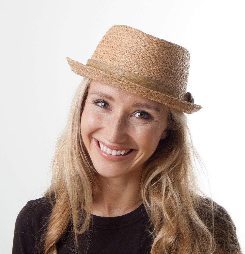 Jaxon Raffia Diamond Crown Pork Pie Hat