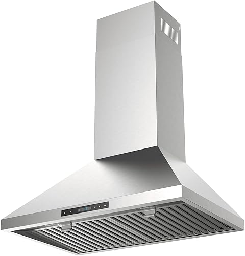 EVERKITCH Campana extractora montada en la pared de 30 pulgadas con 1000 CFM, potente motor CC con 6 velocidades, control remoto, filtros