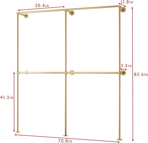 Miniatura 4 de IronJiaZu Percheros de Ropa de Tubería Dorada para Montaje en Pared Perchero de Ropa Dorado, Percheros de Ropa de Tubería Industrial Resistente