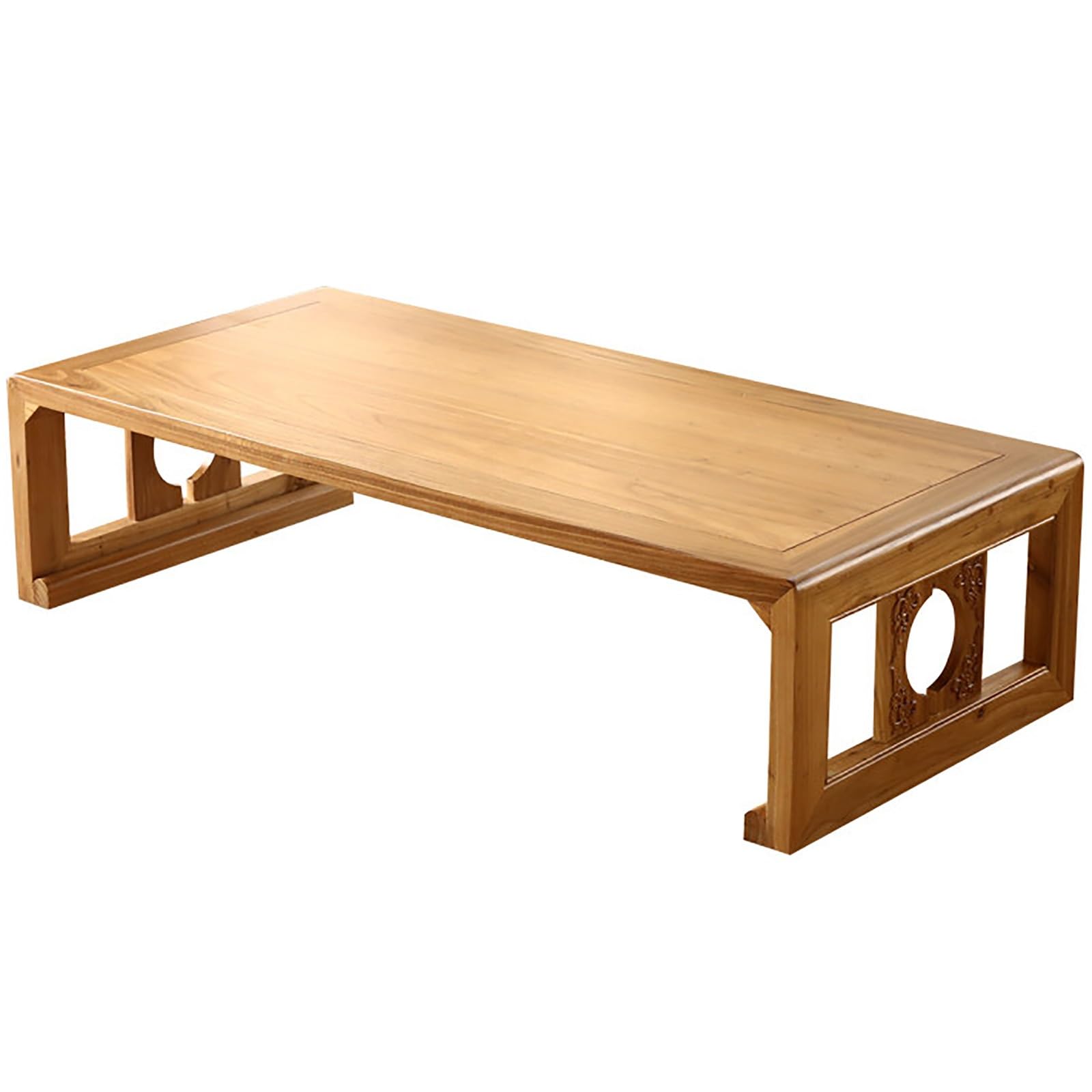 Table basse japonaise bois massif pour s'asseoir au sol confortablement jaune