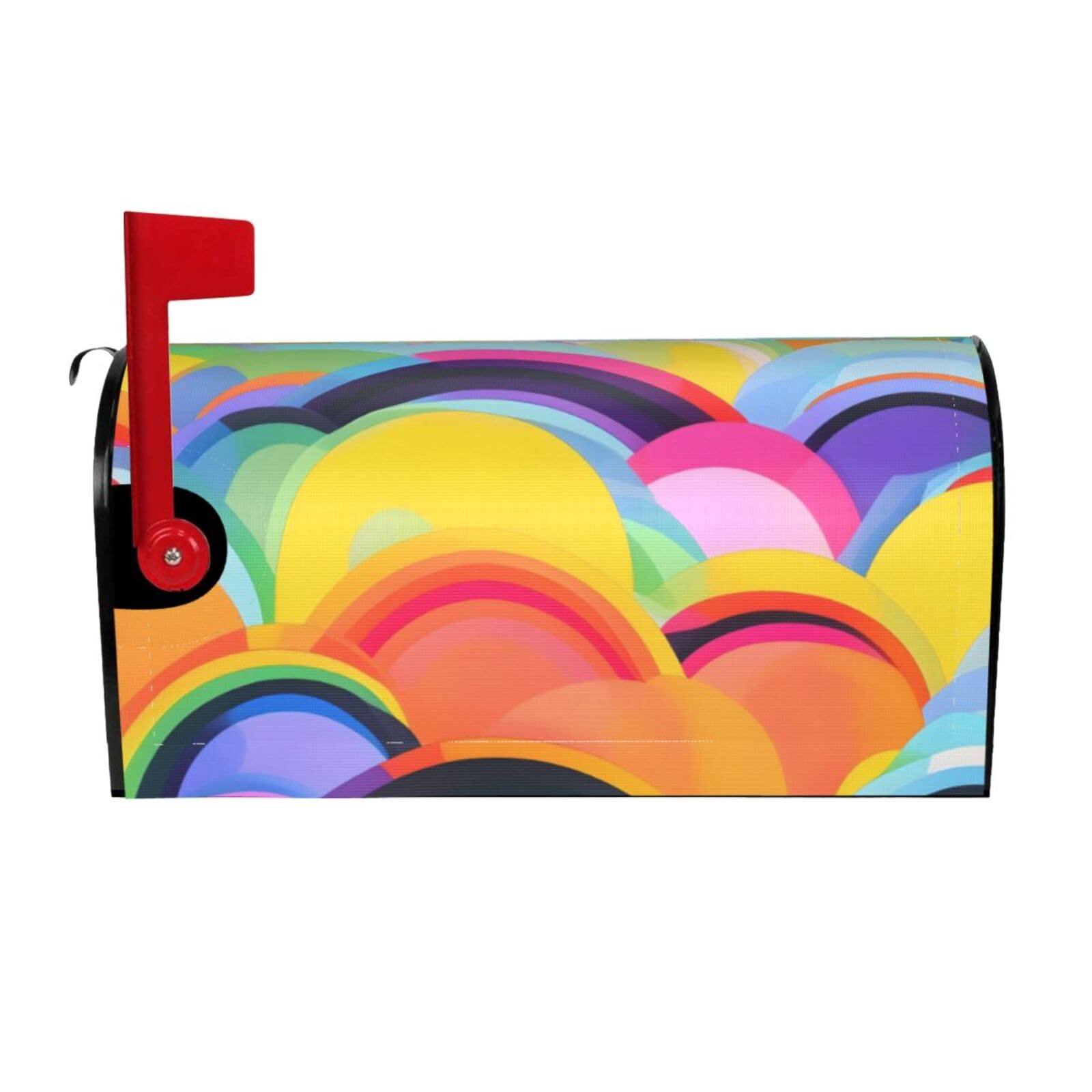 Rainbow Pattern Print Mailbox Cover Wraps Post Letter Box Cover Decor For Outside Garden Yard Farmhouse Home