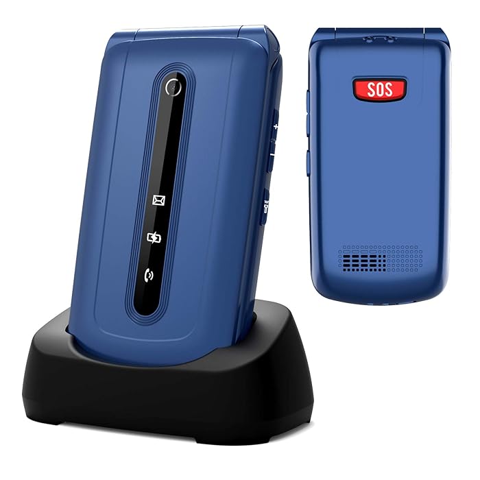 Buy 3G Unlocked Senior Flip Phone with Charging Cradle Large Icon T