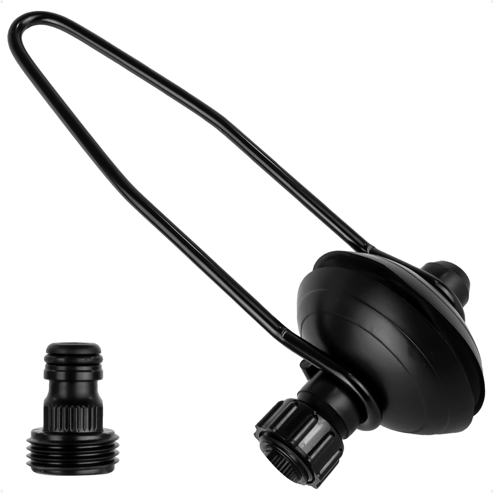 Five Oceans Outboard Motor Muffs, Boat Motor Flusher, Black PVC Marine Grade Muffs, Coated Steel Bracket, Includes Garden Hose Connector & Quick Connect Adapter