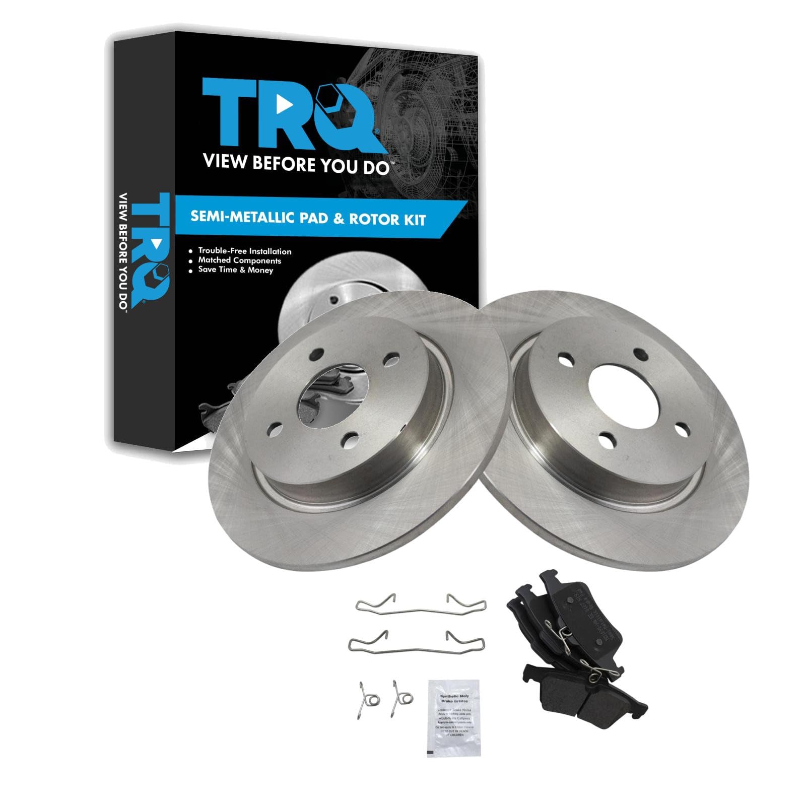 TRQ Rear Brake Pad and Rotor Set Semi Metallic Rotors