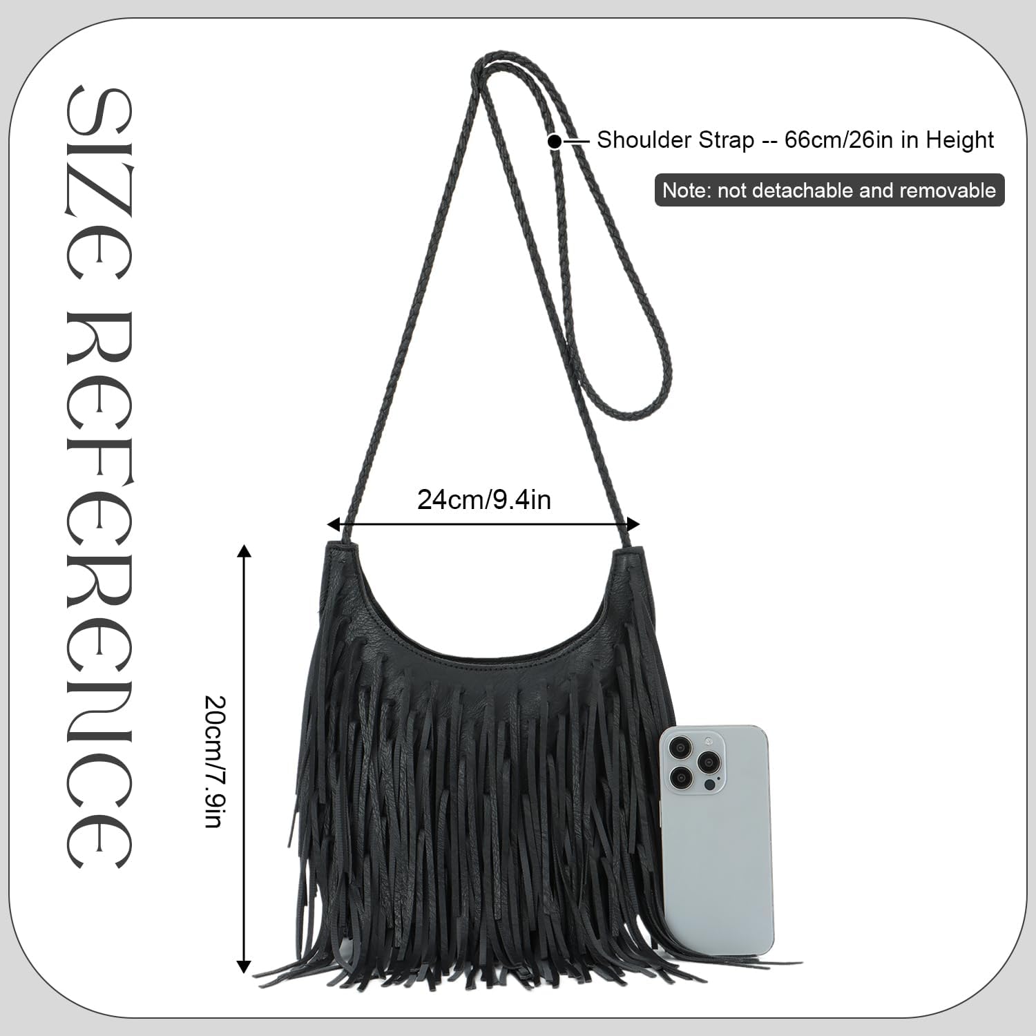 Oweisong Leather Fringe Bag for Women Boho Crossbody Purse Suede Western Fringe Purse Vintage Hobo Handbags - Image 3