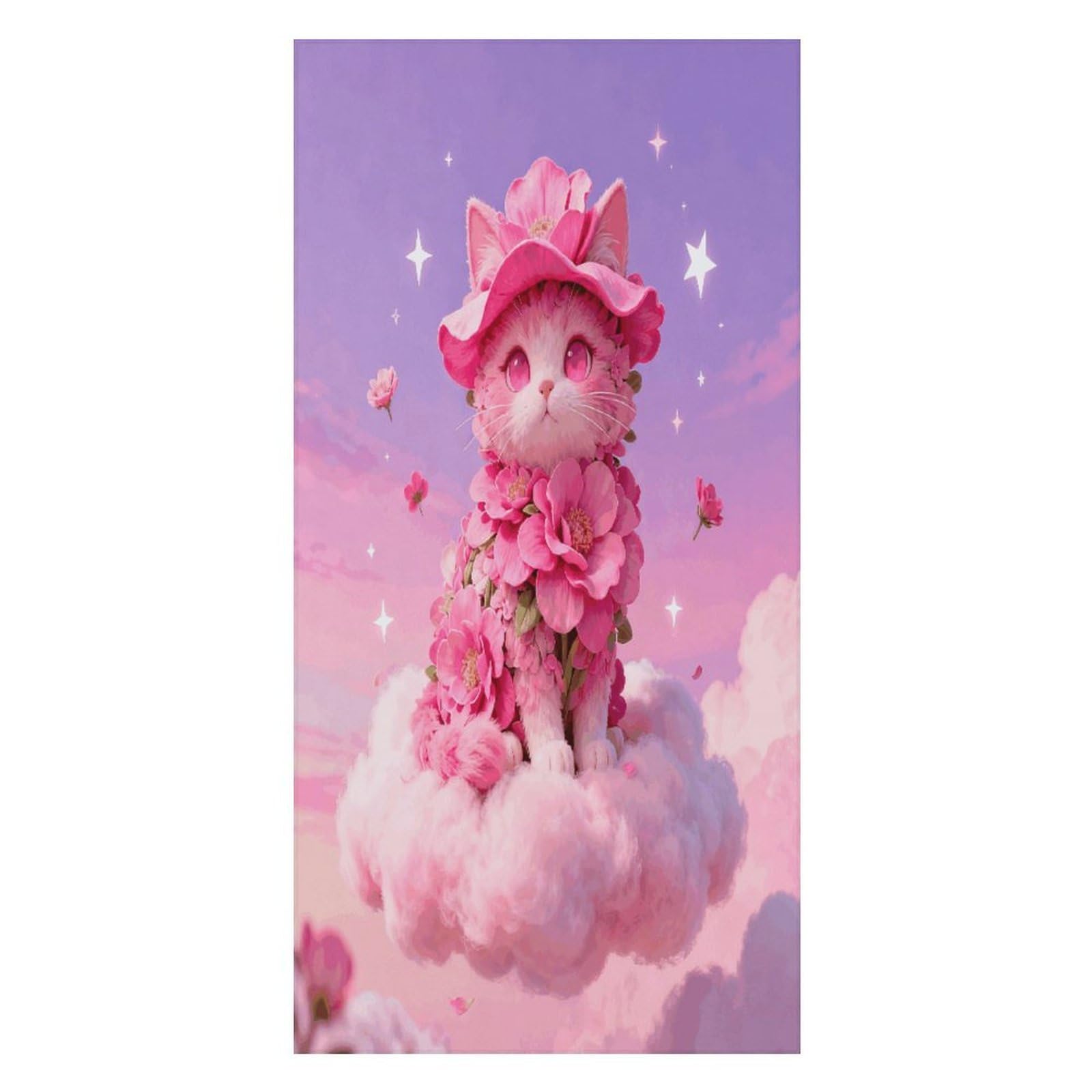 FekiLoot Neon Pink Floral Cat Beach Towel Oversized Bath Towel Ultra Soft Pool Towel Cozy Swim Towel Silky Lounge Towel Quick Dry Travel Towel Gentle Absorbent Towel for Adults Women Men