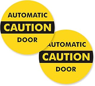 AL FAKHAMA "Caution – Automatic Door" Two-Sided Glass Door Sticker – 15x15 cm – Pack of 2 – Black on Yellow – Premium Vinyl