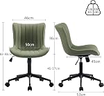 YOUNIKE Olive Green Office Chair Armless Desk Chair | Faux Leather Upholstered Task Chair, Modern Rolling Swivel Height Adjustable Rocking Computer Chair with Mid Back
