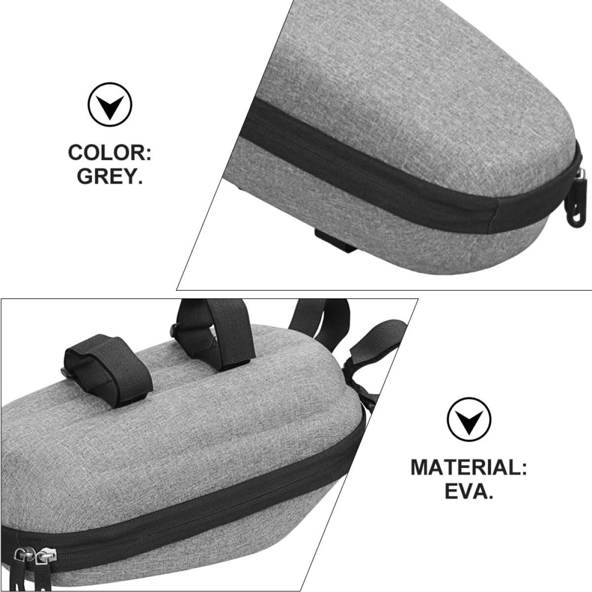 Yardwe Eva Lenkertasche für E-scooter, 1 Stück, Große Kapazität | Klappfahrräder, Graue Hartschale mit Mehrschichtigem Aufbau, Fach für Flasche und Handschuhe