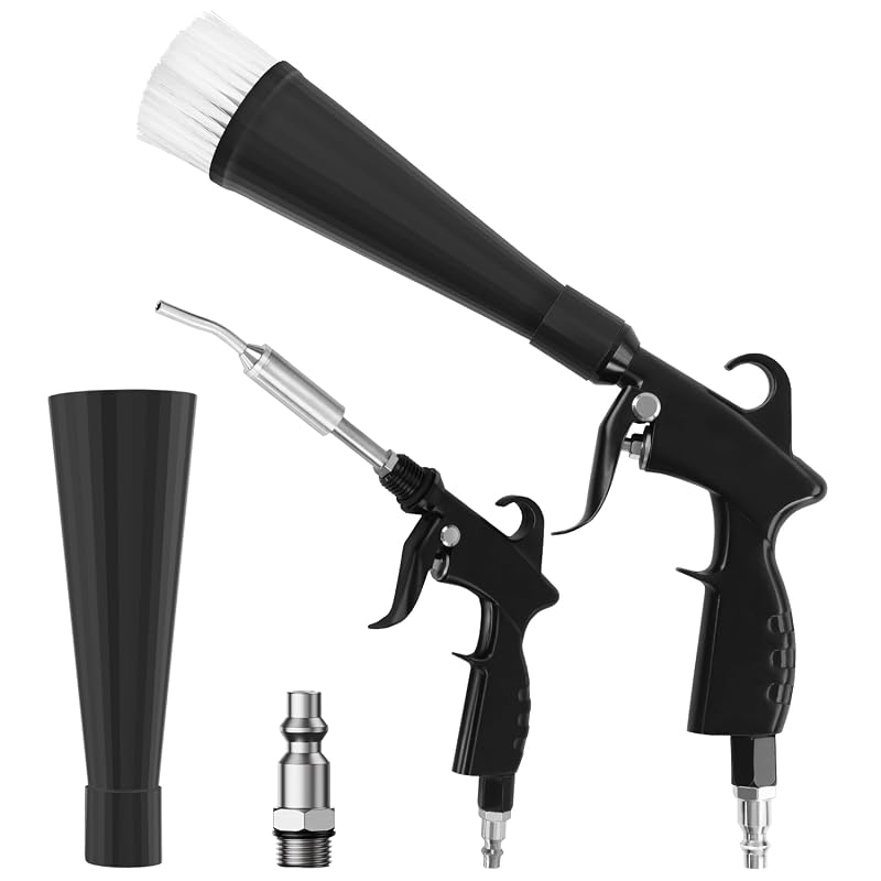 Pistola de Ar para Limpeza Automotiva EZUNSTUCK com 2 Bicos e Escova, para Compressor de Ar CarCleaningGun01