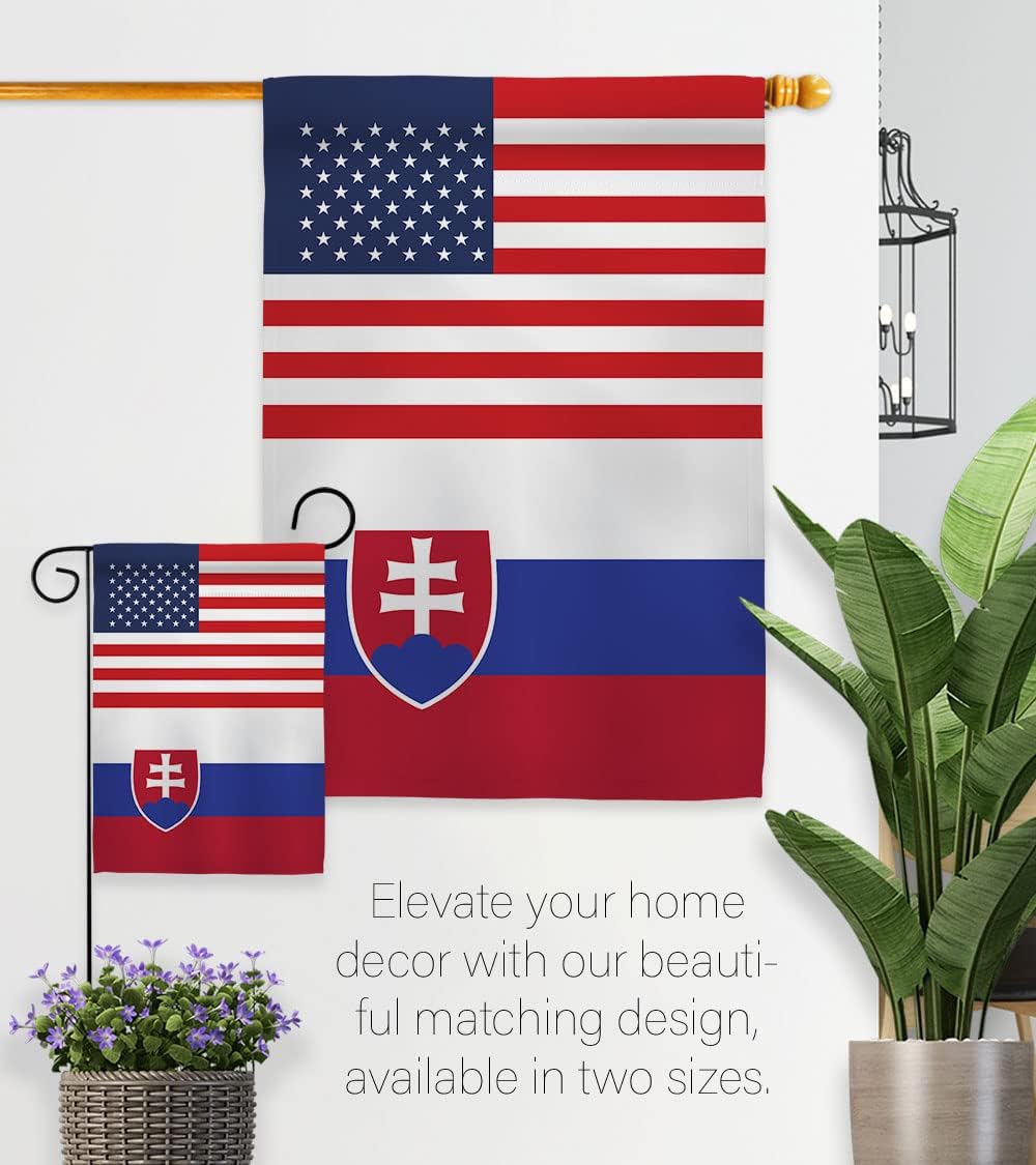Slovakia US Friendship Garden Flag - Regional Nationality Nation International World Country Particular Area - House Decoration Banner Small Yard Gift Double-Sided Made in USA 13 X 18.5