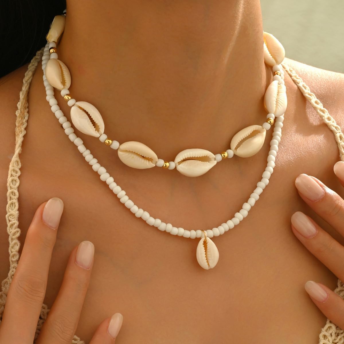 Beach Seashell Necklace for women Layered Shell Necklaces Summer Sea Shell/Starfish Pendant Necklace Boho Sea Necklaces Beach Jewelry for Women Vacation Summer Beach Accessories Gifts - Image 3