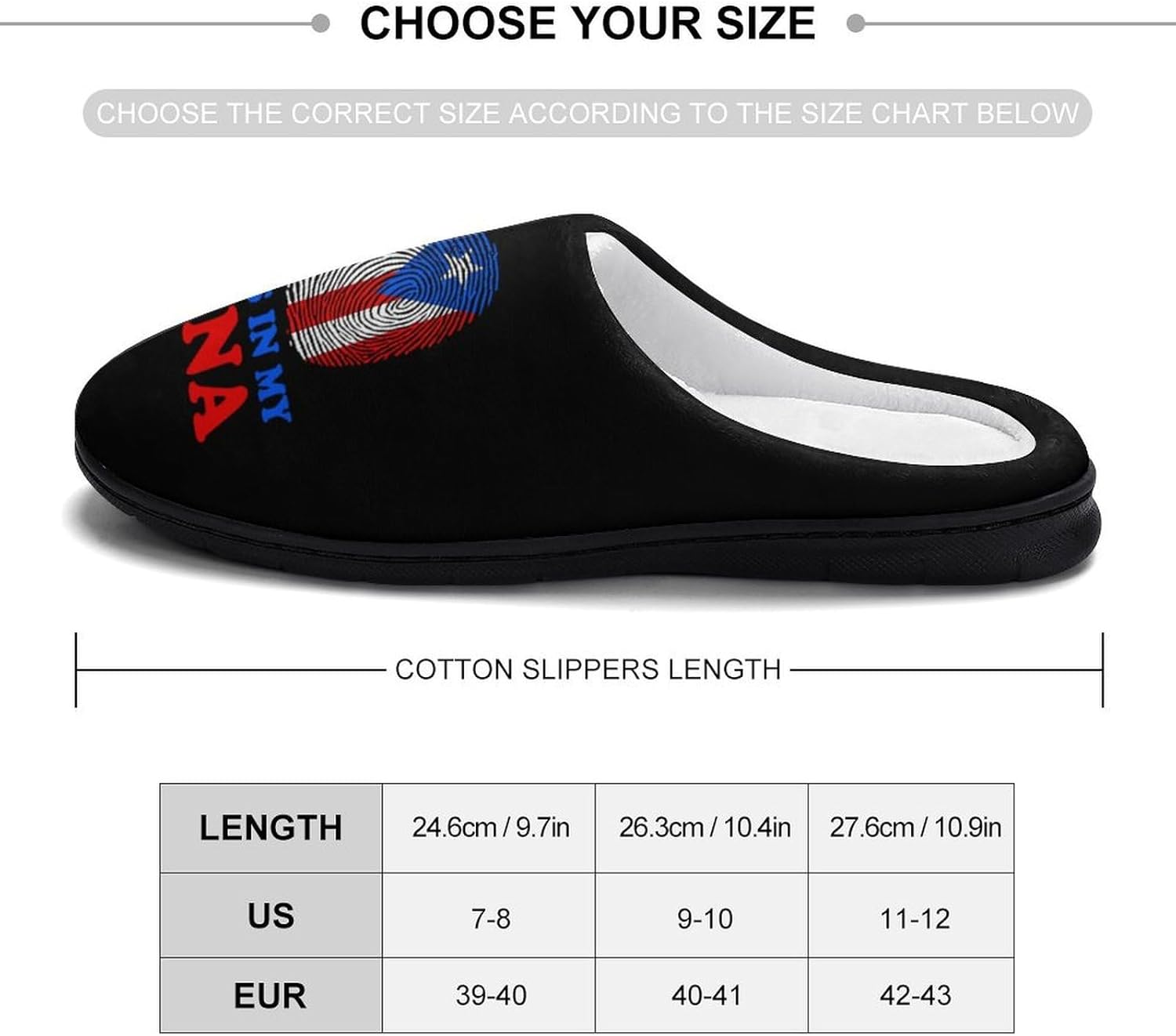 My DNA PuertoRico1 Flag Funny Women's Cotton Slipper Shoes Soft Non-Slip Sole Home Shoe
