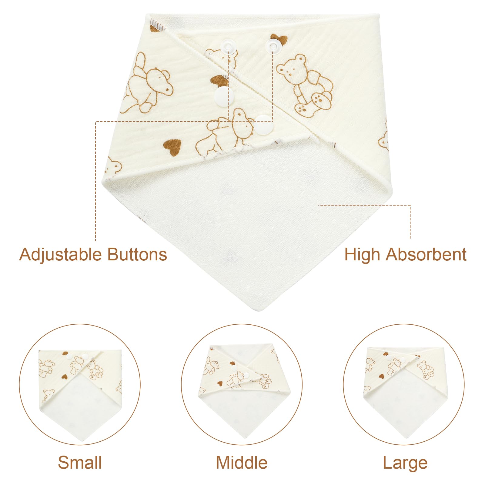 Vicloon Bavaglino Neonato Bandana, 6 Pezzi 100% Cotone Biologico con 2 Bottoni a Pressione, Bambino Drool per Ragazzi per Ruttino Ultra Assorbenti da 0 a 36 Mesi