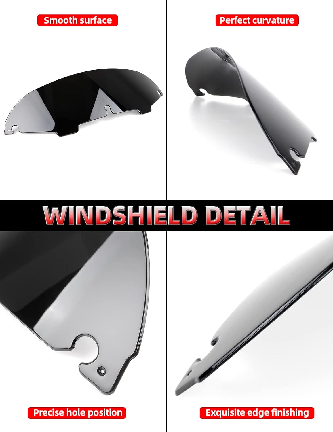 Amazicha 5" Black Batwing Windshield Windscreen Wind Deflector 96-13 Compatible for Harley Touring Electra Street Glide 1996-2013