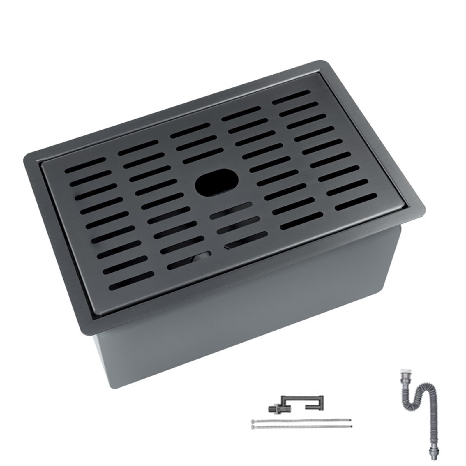 Evier inox 1 bac haut de gamme avec couvercle en verre et robinet pour camping-car