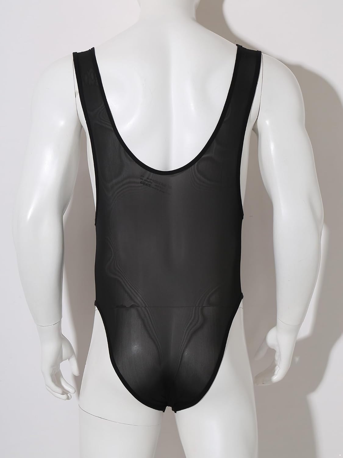 Mufeng High-cut Bulge Pouch Mankini for Men's Sheer Chest Muscle Slim Bodysuit for Rave Party