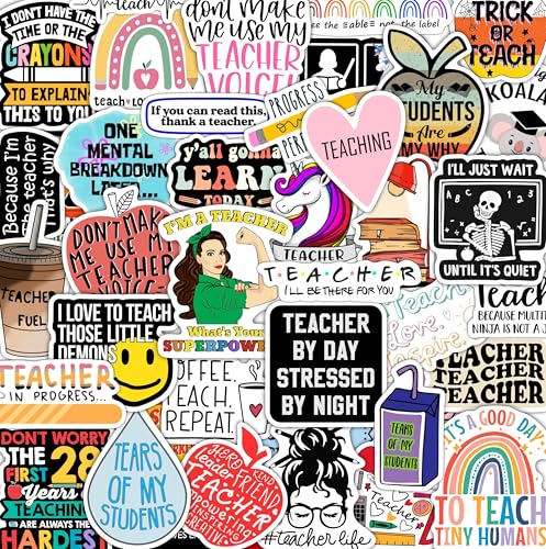 BulbaCraft 100Pcs Funny Teacher Stickers for Laptops, Water Bottles -...