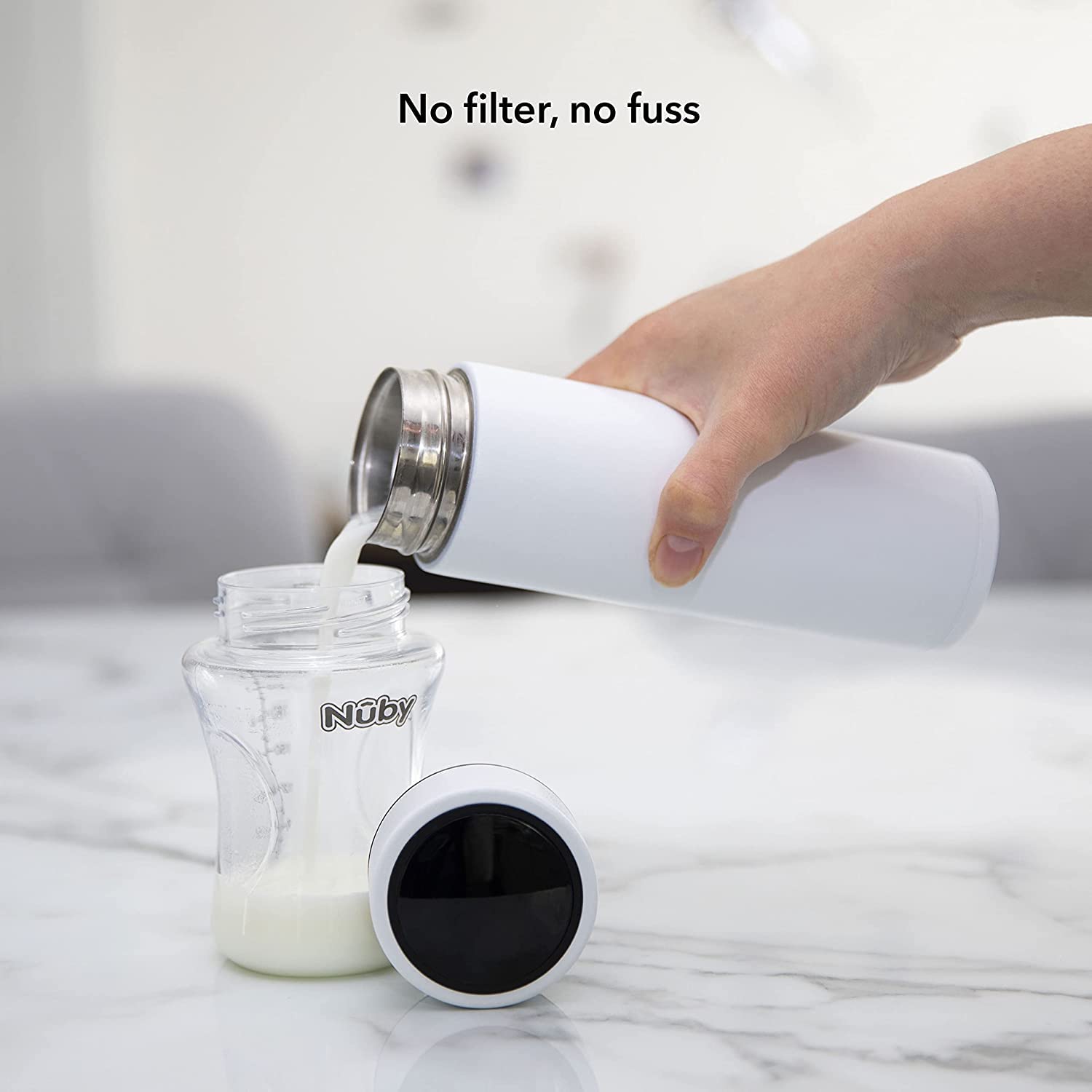 Nuby - RapidCool™ - Prepara la pappa perfetta per neonati in soli 2 minuti - Con distributore di polvere di latte e coperchio digitale - Bianco - 0+ mesi
