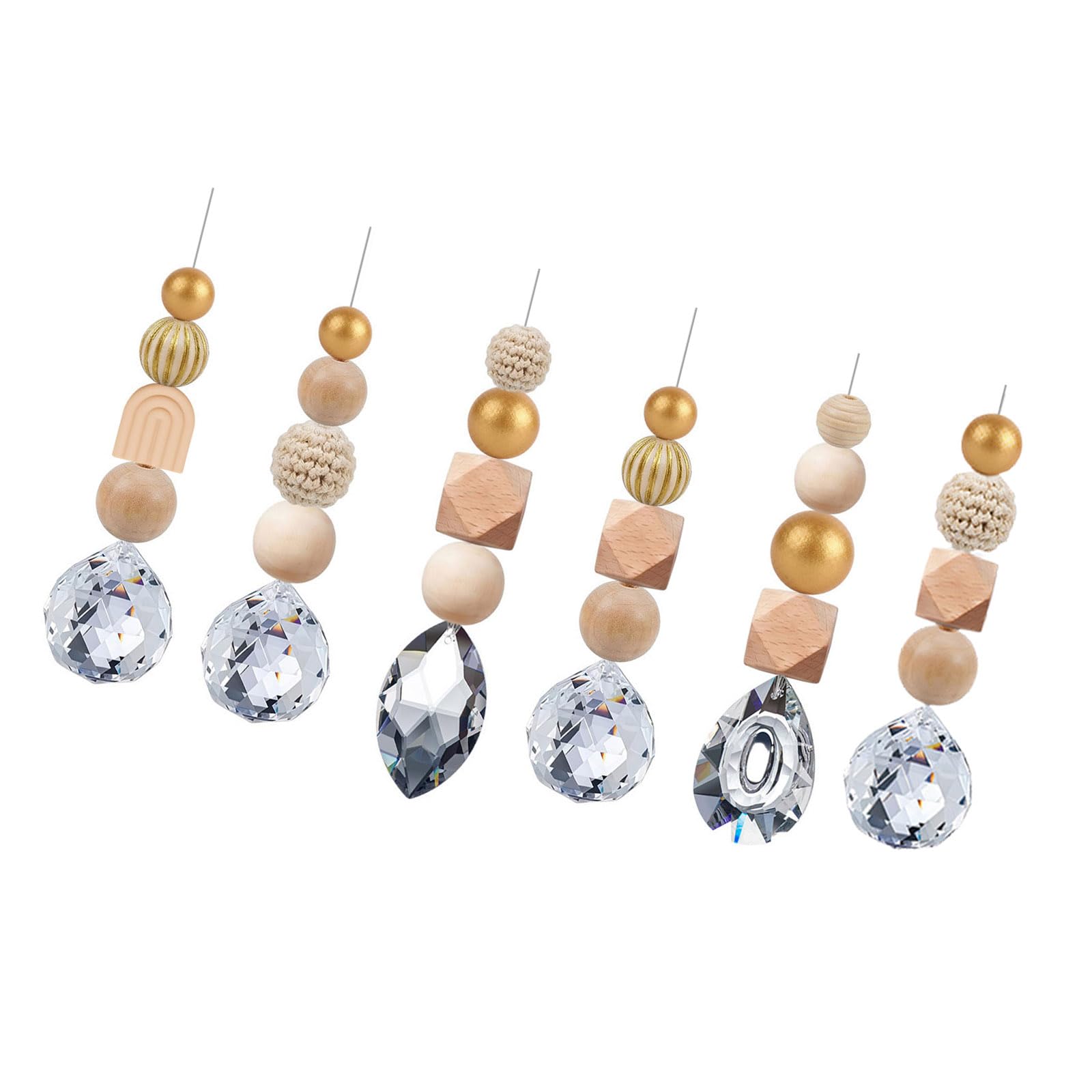 Suncatchers Indoor Window Hanging Ornament Crystal Wind Chimes with Wooden Beads for Home Garden Decorations Crystal Suncatchers with Wooden Beads