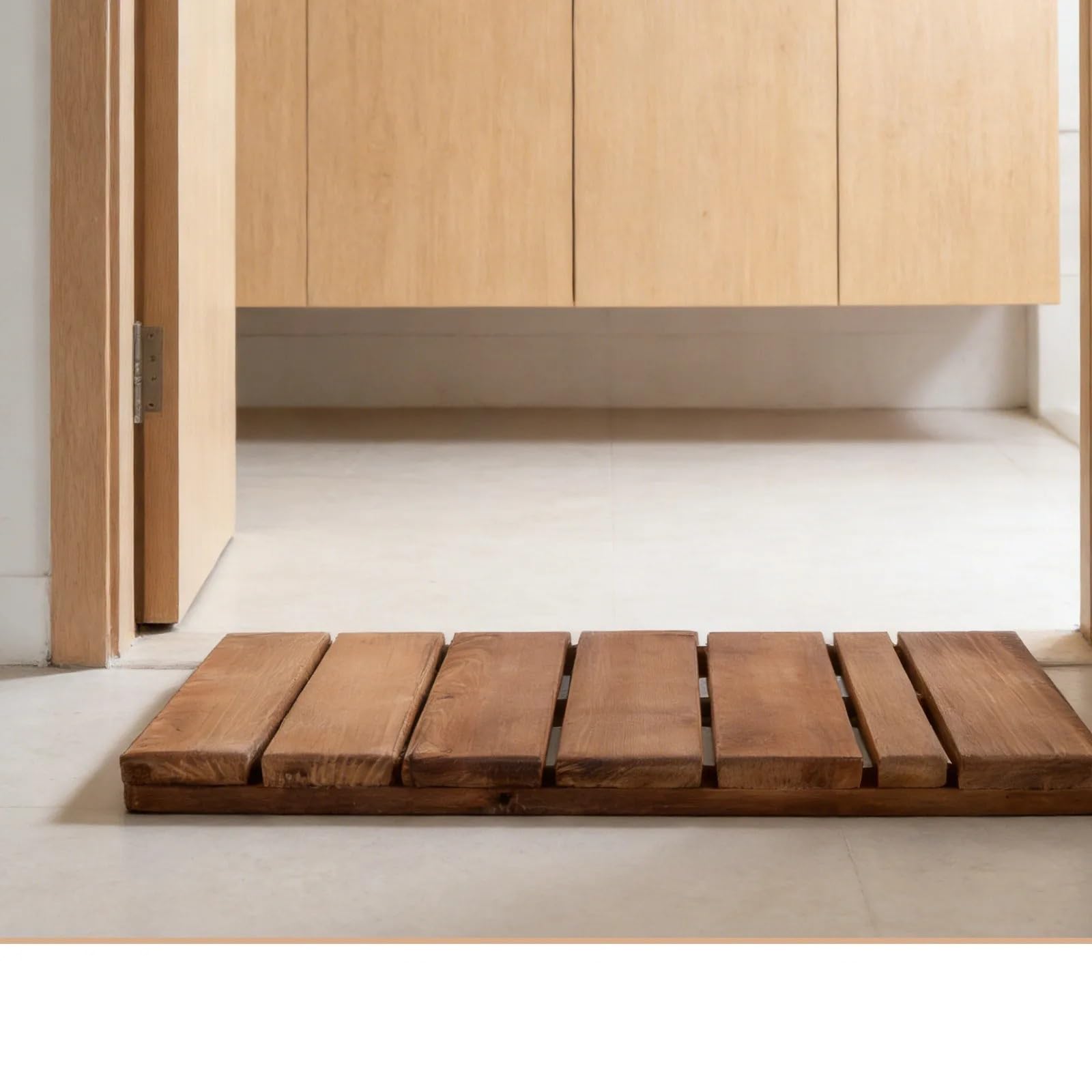 Tappetino da bagno in legno di teak, pavimento for doccia, for vasca da bagno, spa, sauna, piscina, uso interno ed esterno, 20 pollici, marrone chiaro, ad asciugatura rapida