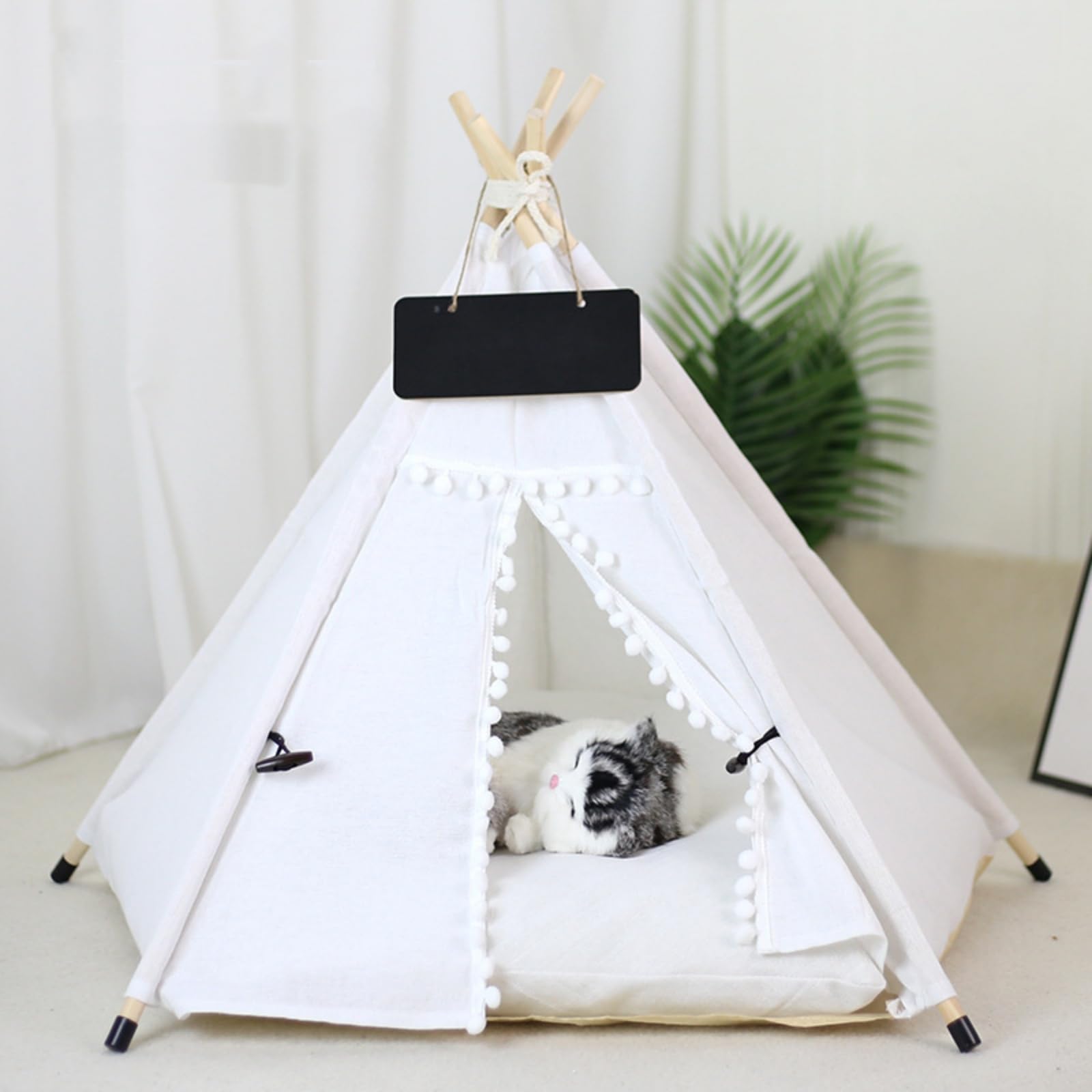 Chien Tipi À L'intérieur des Maisons pour Chiens pour Les Petits Chiens Chiots Tipi De Coussin Noir De Coussin Facile À Déplacer des Animaux De Compagnie Tente De Chien Lavable pour Chien