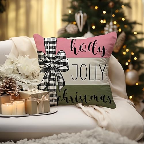 Miniatura 5 de Juego de 4 fundas de almohada decorativas de 18 x 18 pulgadas con diseño de árbol de Navidad con diseño de árbol de Navidad, decoración de casa de
