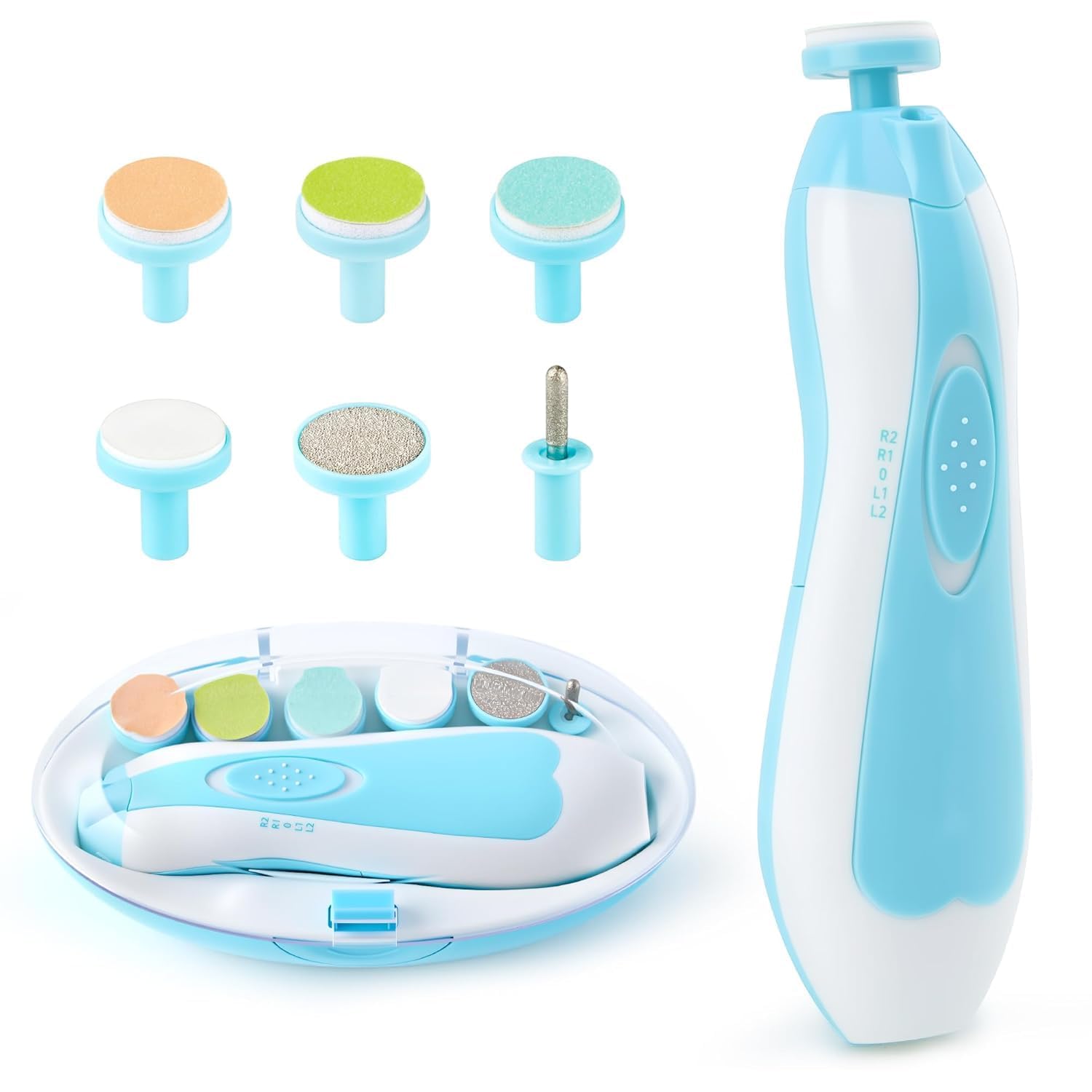 Baby Electric Nail Trimmer Safe Painless Grooming Kit for Newborn Baby | 6-in-1 Electric Nail File Grinder with 6 Grinding Heads for Fingers & Toes | Nail Cutter for Babies Toddlers Kids Infant-image-6