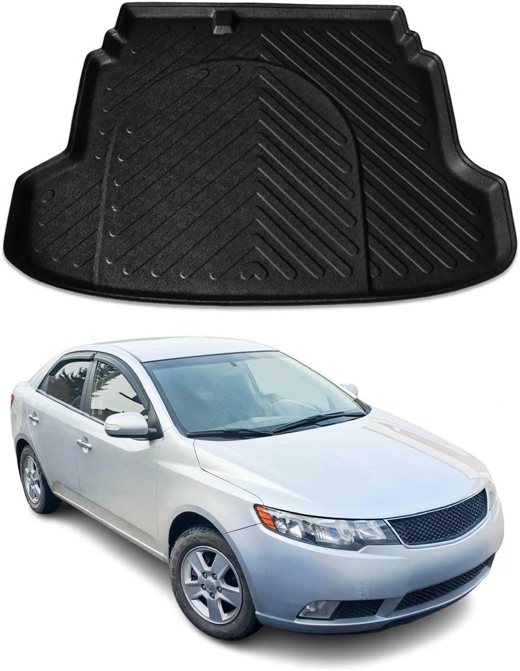 OMAC Cargo Mats Liner for Kia Forte 2010-2013 Sedan Black All-Weather TPE