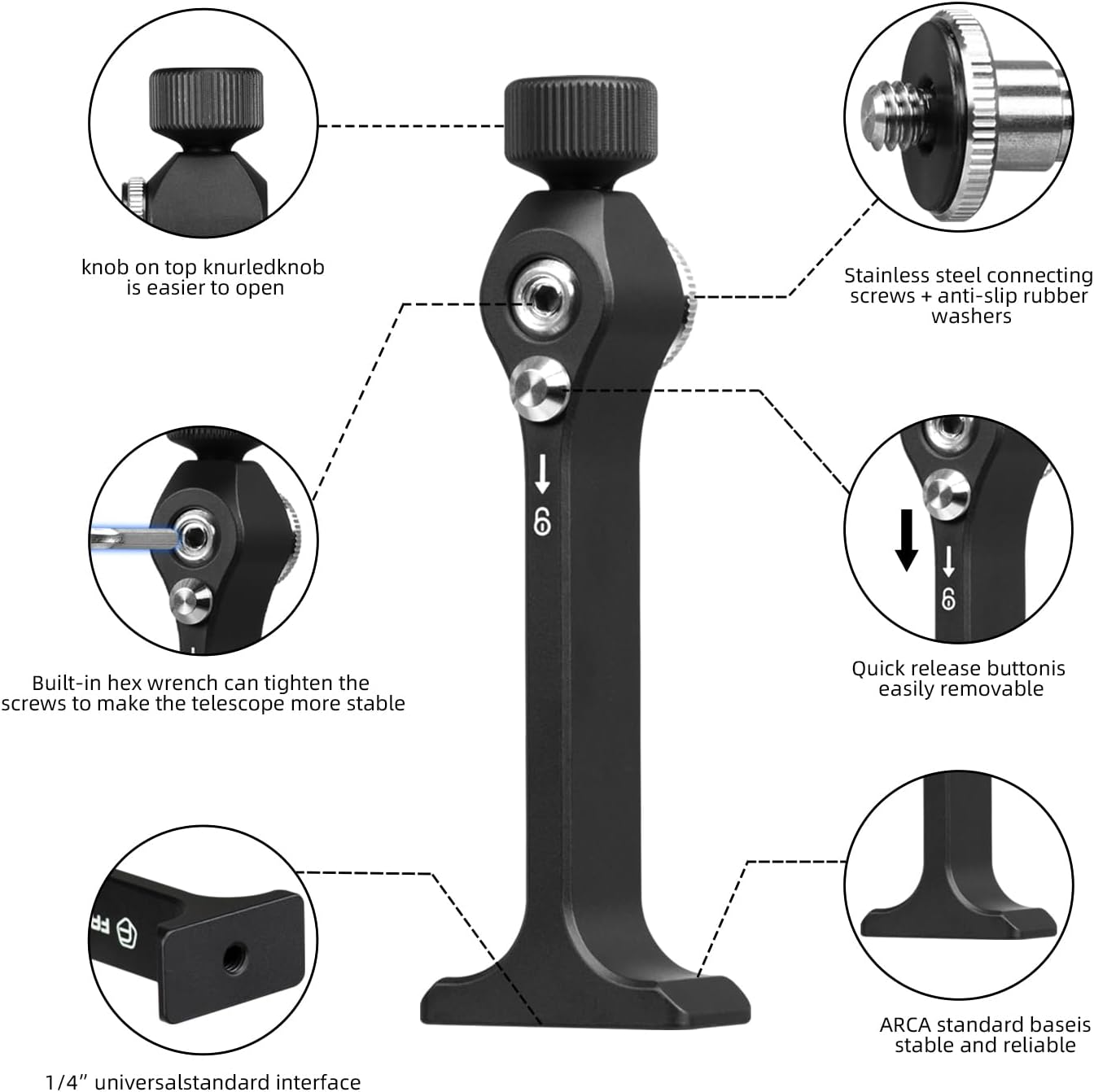 FANAUE Binocular Tripod Adapter and Arca Swiss Rifle Saddle Mount