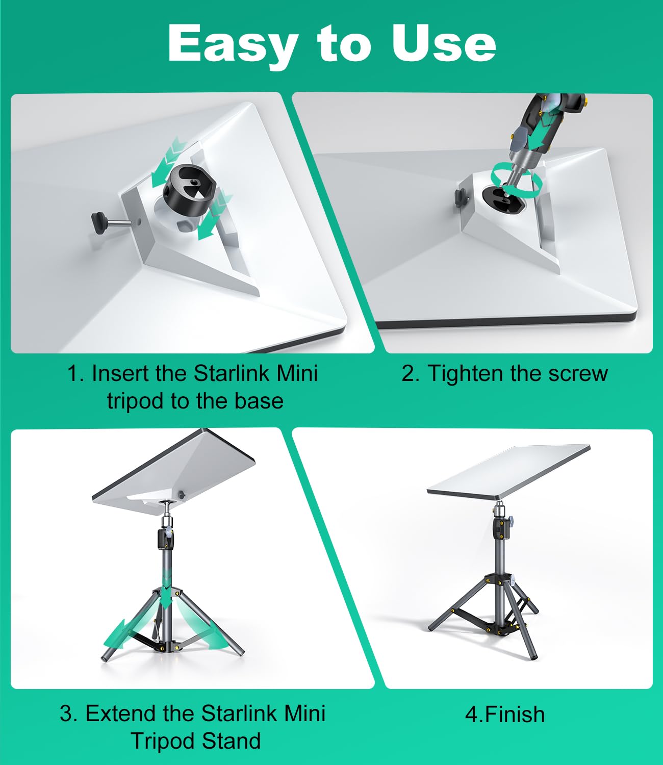 Für Starlink Mini Stativhalterung mit Adapter, verstellbarer Ständer für Starlink Mini Antenne, tragbares Montageset für Starlink Mini, Halterung für Starlink Mini Zubehör für Camping und Reisen