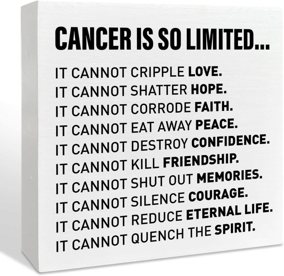 Cancer Is So Limited Box Sign 5x5 Inch Wooden Inspirational Decor