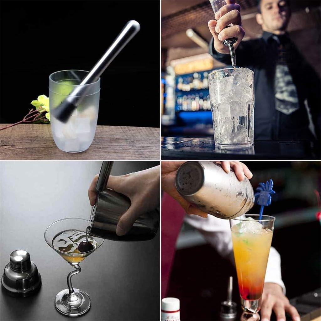 Juego de coctelera de Acero Inoxidable, Mezclador de cóctel de 12 Piezas, Juego Completo de Herramientas de coctelería, cóctel de Vino Tinto