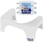 Squatty Potty 7 Toilet Stool + PlantBased Flushable Wipes Bundle - Improve Bathroom Posture & Freshness, SpaScented, Flushable & SepticSafe