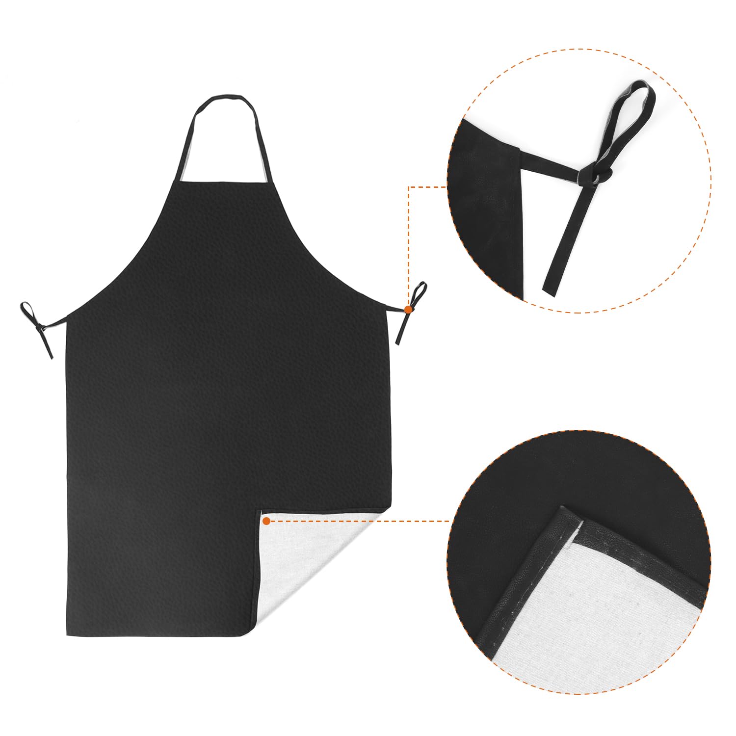 QWORK® 2 Pack schwarze wasserdichte Lederschürze, Robuste Arbeitsschürze, für Küche, Gartenarbeit, Hundepflege und mehr, 1.2 M