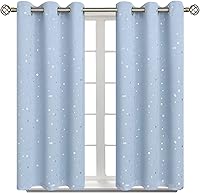 Vista 18 de BGment - Cortinas opacas para dormitorio infantil, con ojales, con aislamiento térmico, estampado de estrellas plateadas, para oscurecer