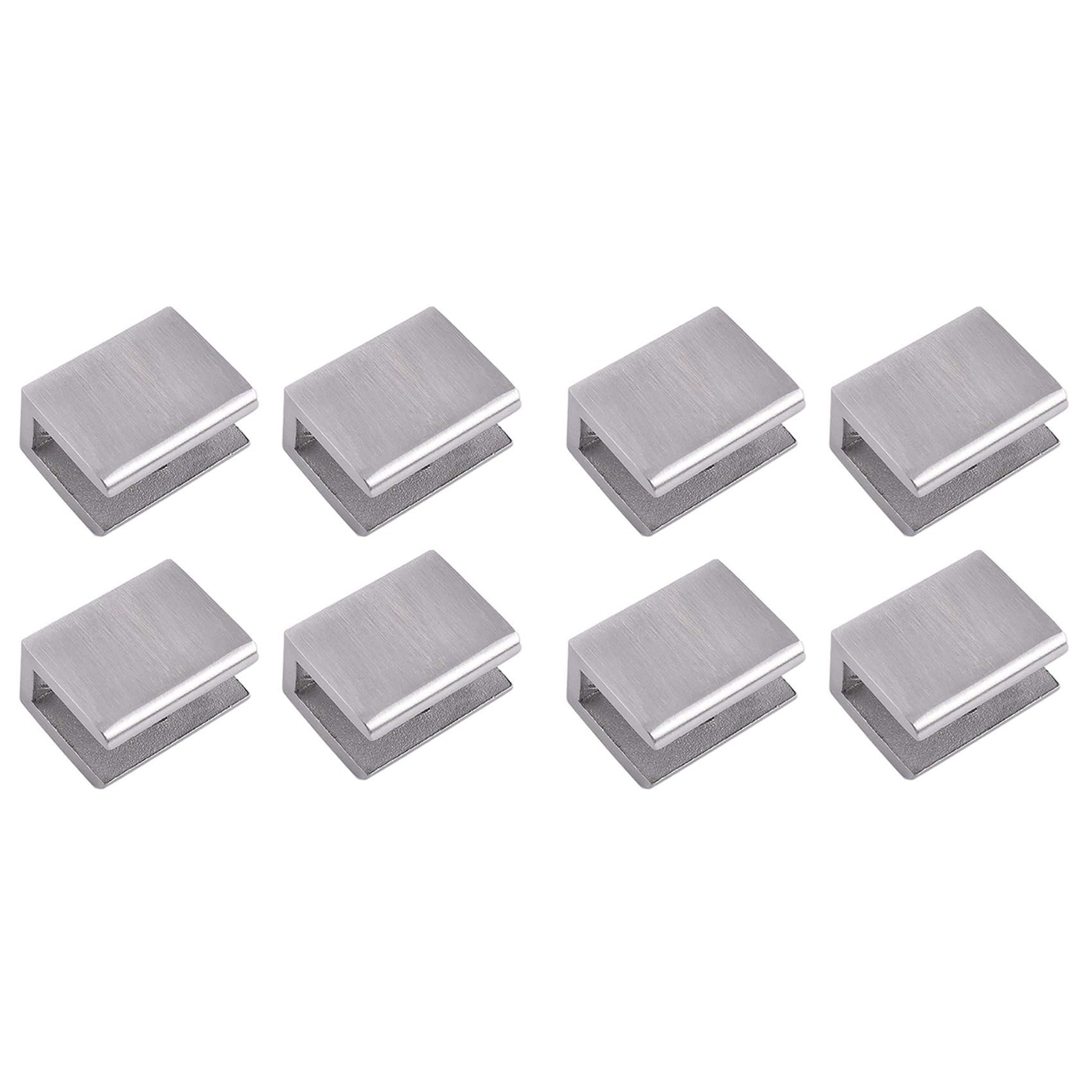 Jnchdghwa Silver 8Pcs Adjustable 304 Stainless Steel Glass Shelf Brackets Glass Clip Clamp Support 0.23-0.35Inch Brushed Finished