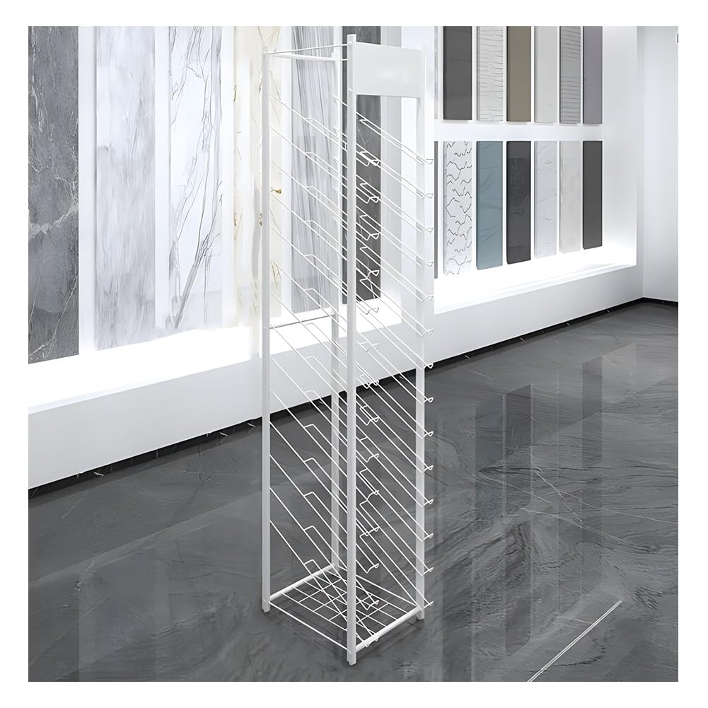 Présentoir d'échantillons de carreaux en pierre debout blanc de 170 cm