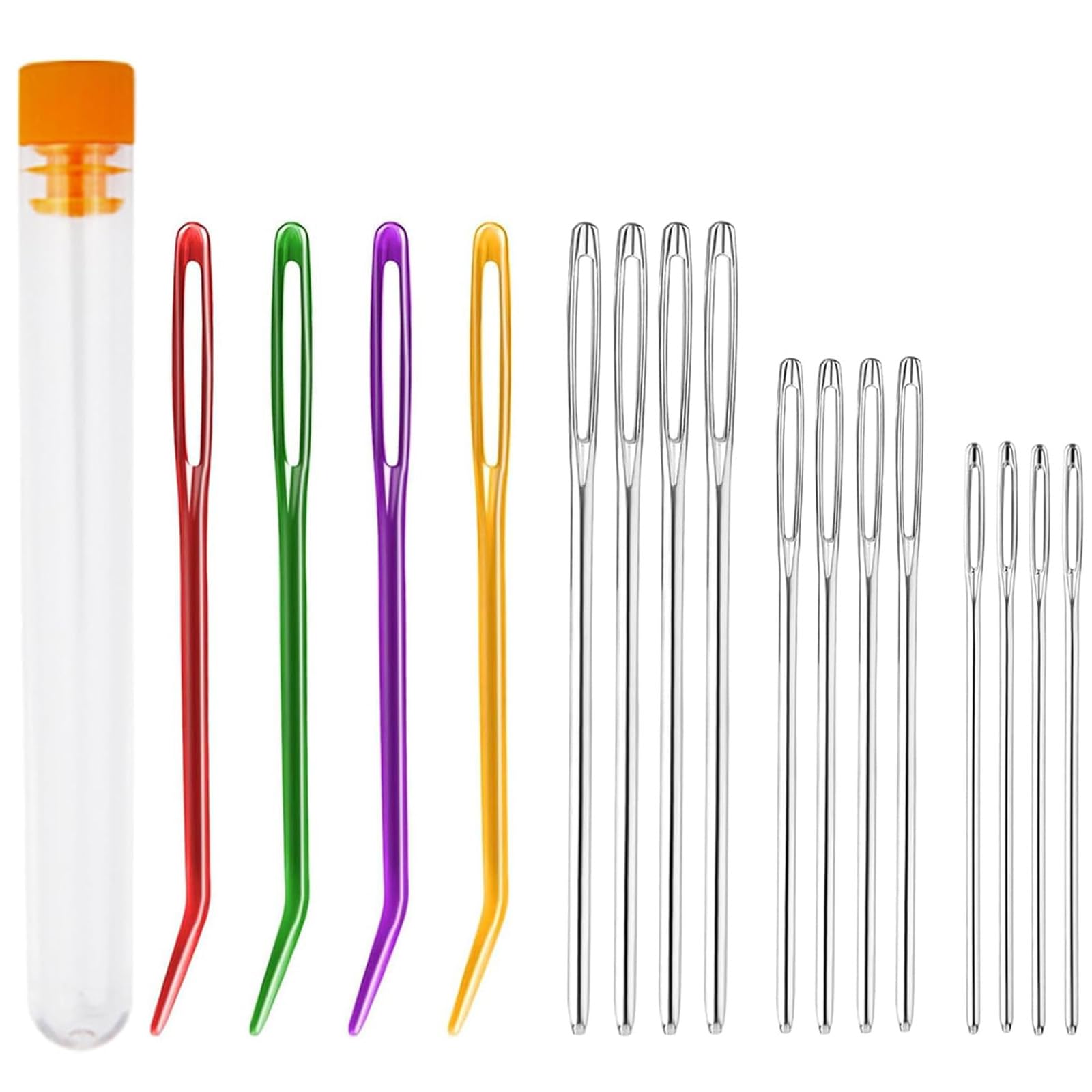 ASIRYVA 16 Pcs Large Eye Blunt Needles, Darning Needles for Wool, Crochet Needles, Tapestry Needle Yarn Needle, Wool Needles for Sewing Up Knitting for Crochet DIY Crafts (Random Colors)