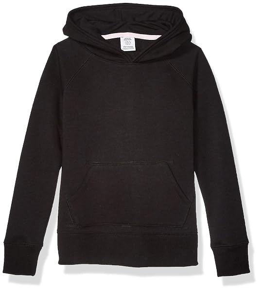 Amazon Essentials Felpa con Cappuccio Modello Pullover Bambine e Ragazze, Nero, 2 Anni