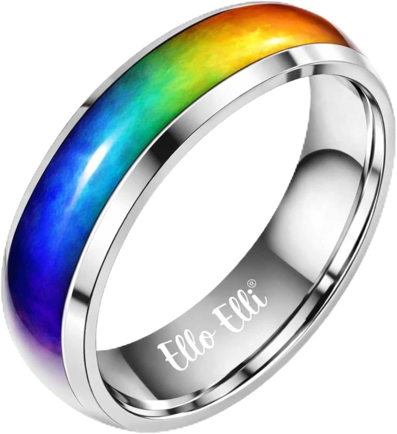 Mood Ring, 6mm Stainless Steel Comfort Fit Band, Color Changing Ring for Men and Women, Multi Color