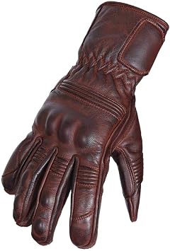 Premium Leather Motorcycle Gloves Comfortable Riding Protection, Full Gauntlet (Large)