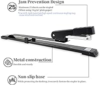 Vista 3 de Deli Engrapadora de largo alcance, engrapadora de folletos con capacidad para 25 hojas, grapadoras estándar de brazo largo para folletos, Negro