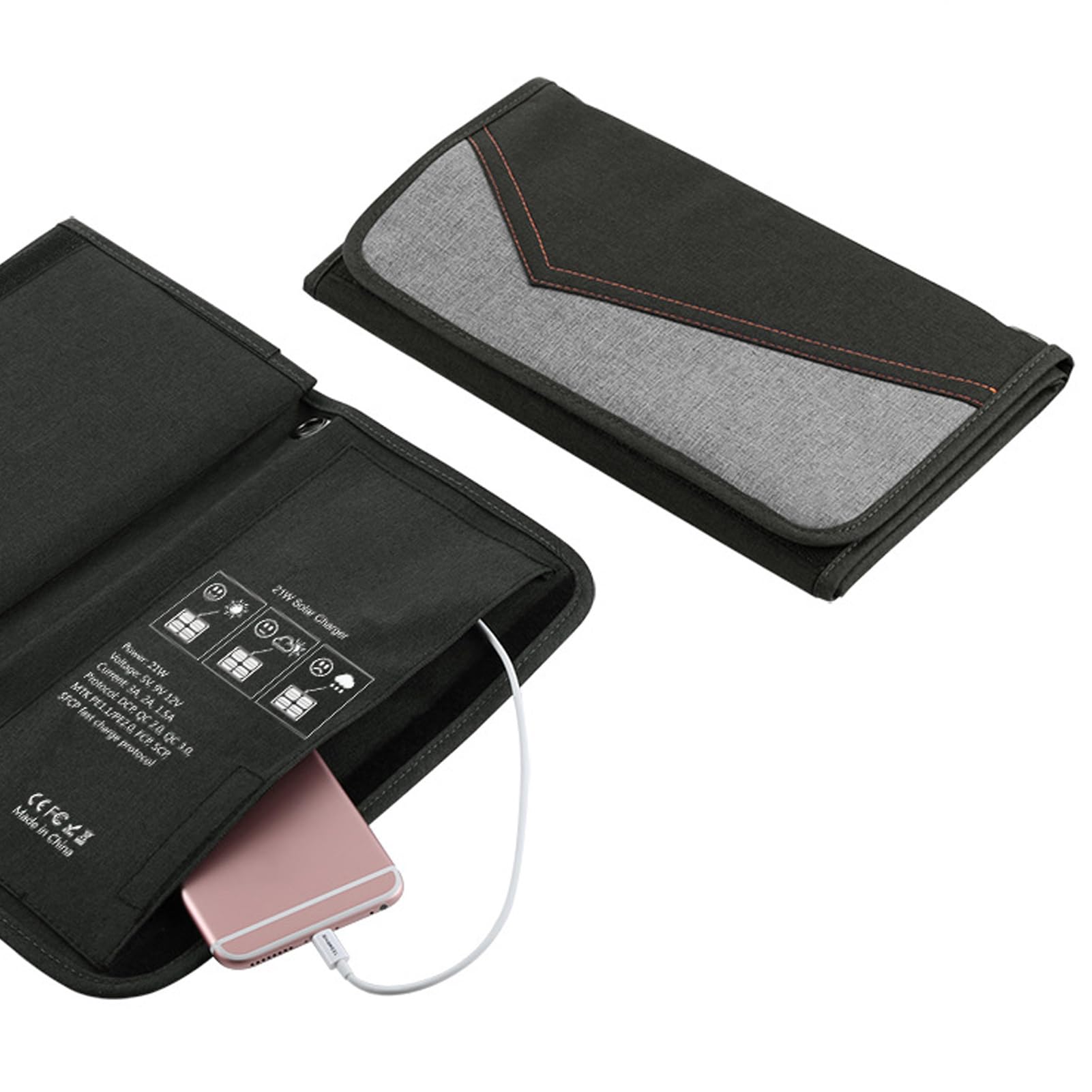 Ejoyous Panel Słoneczny 5 V 21 W, Przenośna, Składana ładowarka Słoneczna o Wysokiej Wydajności z Wyjściem USB do Smartfonów i Tabletów, Wodoodporna (IP68) do Aktywności na świeżym