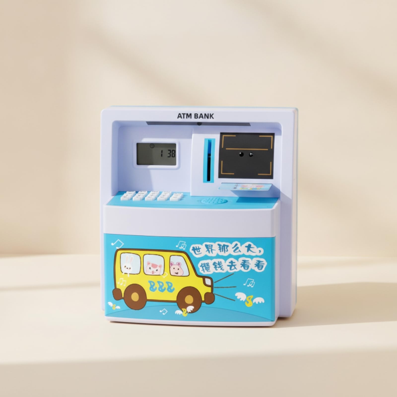 Tirelire Électronique à Code Sécurisé Tirelire avec Verrouillage à Code Automatique Distributeur Billets Jouet pour Enfants, Bureau, Bleu X10 Modèle À Piles, Style Simple