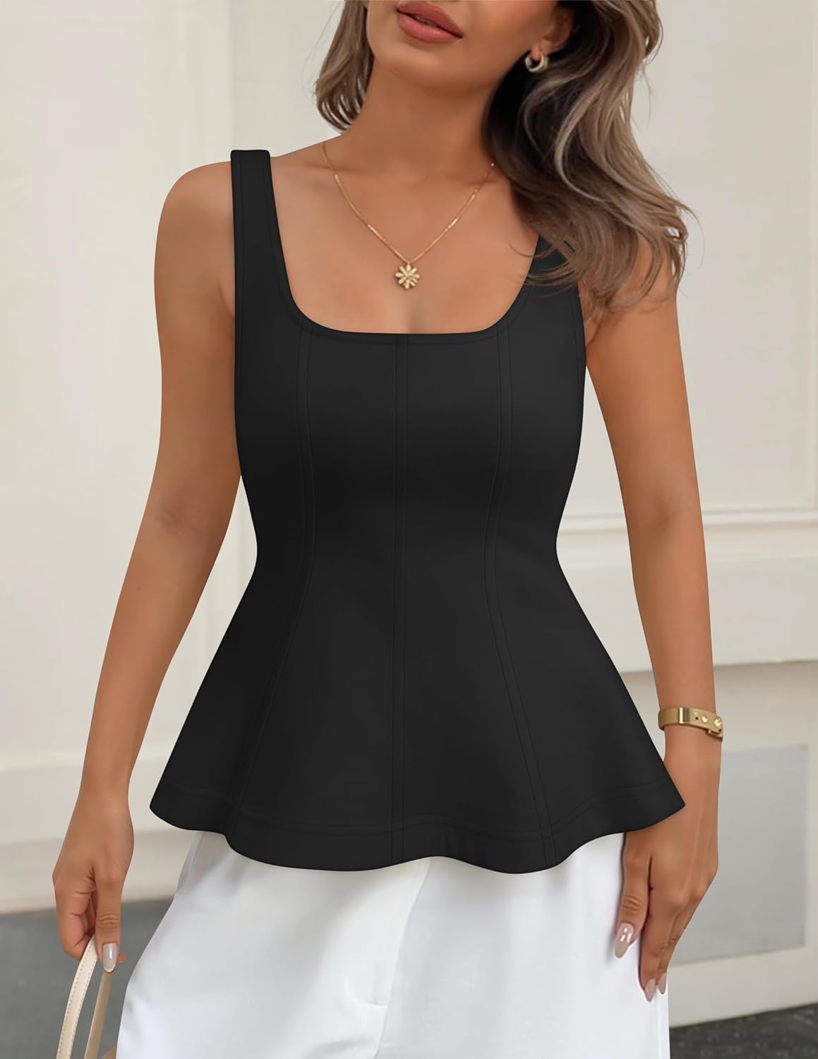 ZESICA Women's 2026 Summer Sleeveless Vest Top Square Neck Cute Casual Tank Tops Fitted Going Out Trendy Outfit - Image 6