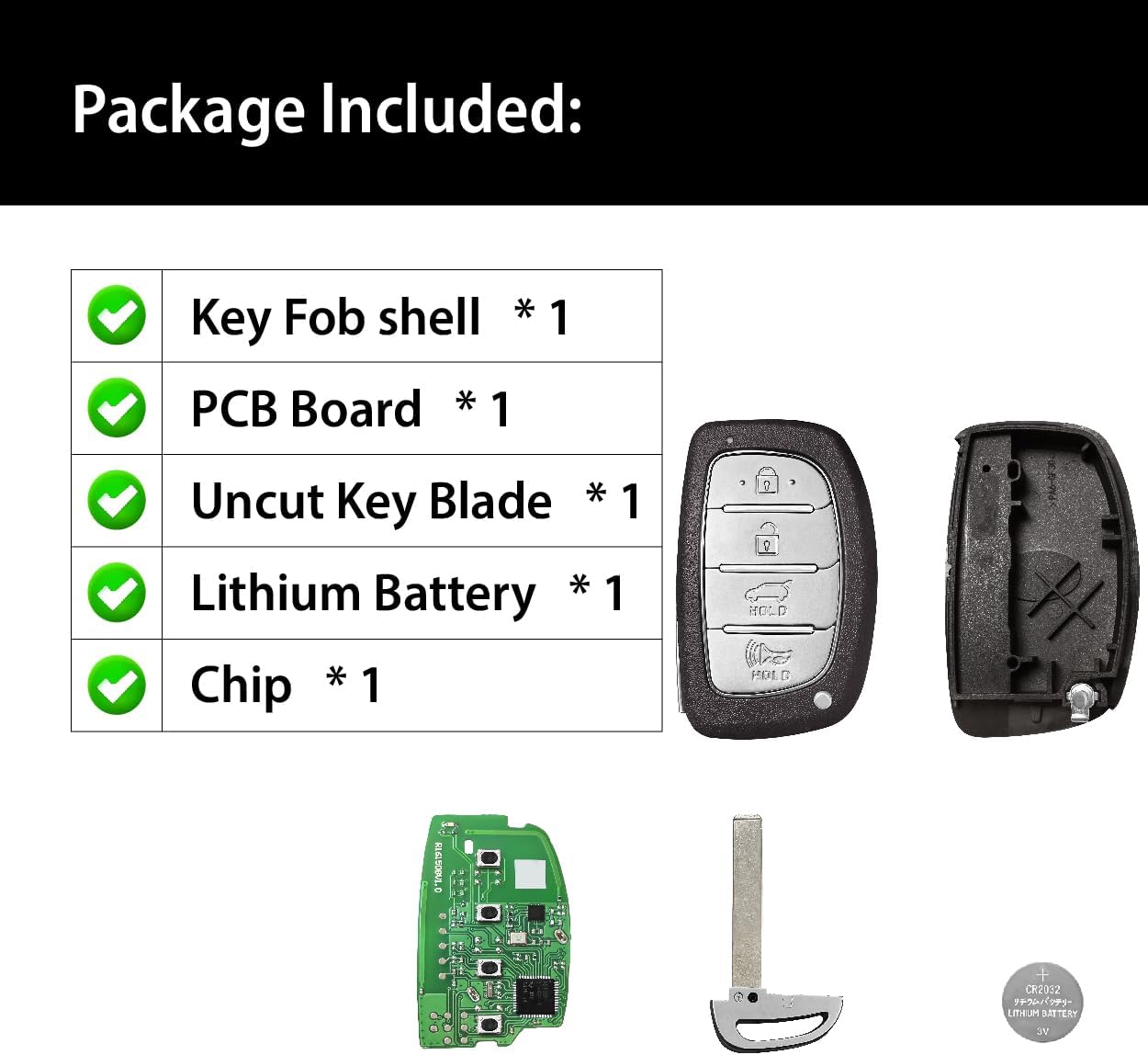 2 Keylessbest Replacement for 2017 2018 2019 Hyundai Tucson Key Fob Remote Control TQ8-FOB-4F11 4 Buttons 433MHz