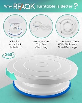 RFAQK 90PCs Cake Decorating Kit for Beginners, Baking Supplies Includes Cake Turntable, Cake Leveler, 24 Icing Piping Tips, 56 Piping Bags, 2 Couplers, Spatulas, Scrapers, Video Course and Booklet